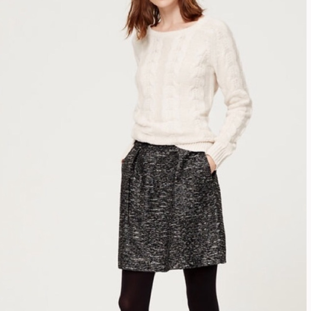 LOFT Pleated Tweed Skirt